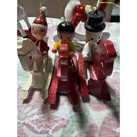 Wooden Rocking Horse Christmas Tree Ornament Hand-Painted Vintage Taiwan Lot 5 - Picture 6 of 8